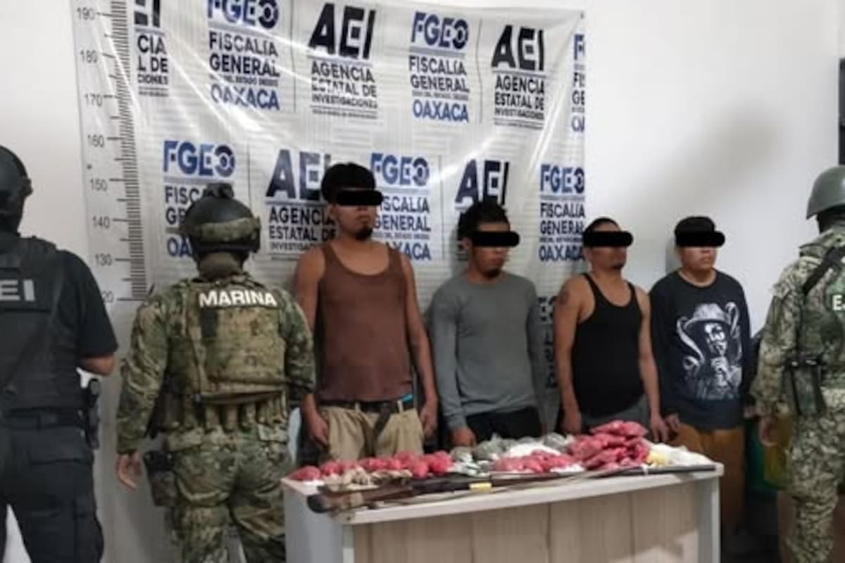 Cateo en Oaxaca: cuatro detenidos, armas y drogas aseguradas en operativo conjunto
