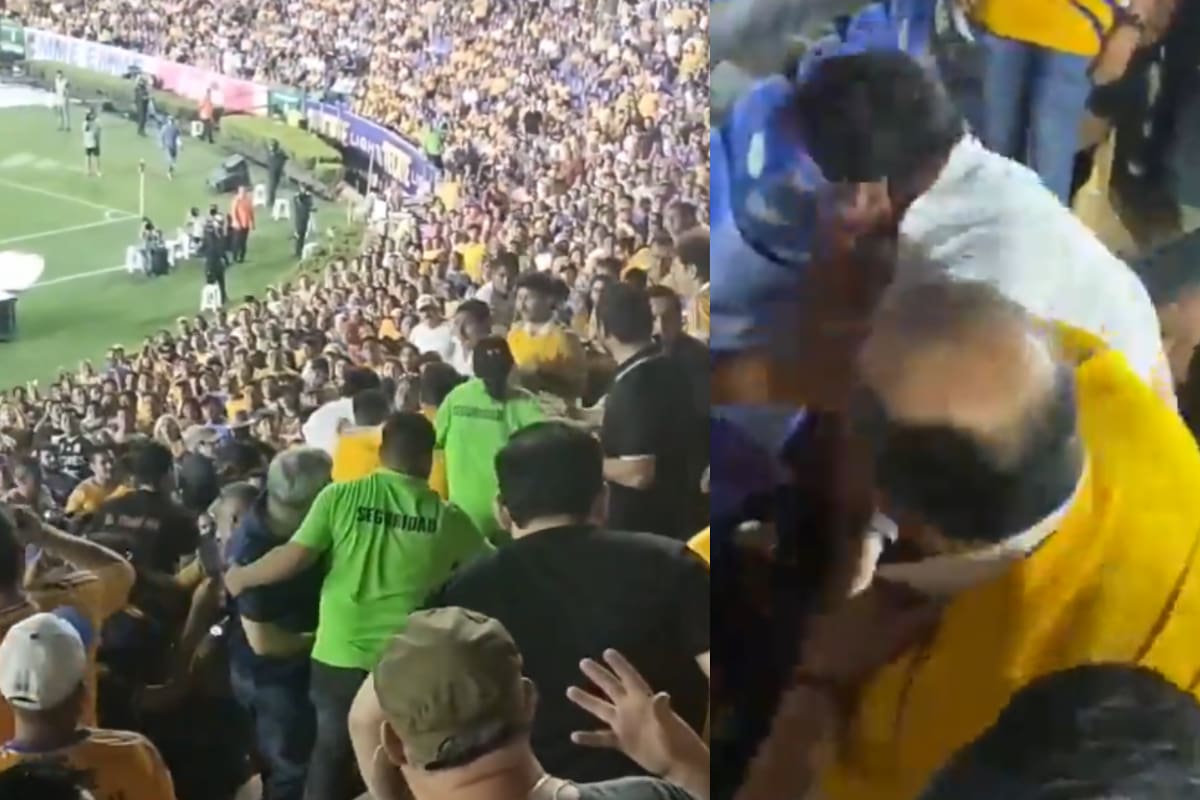 Graban pelea entre aficionados de Tigres tras derrota ante América; hay 2 detenidos
