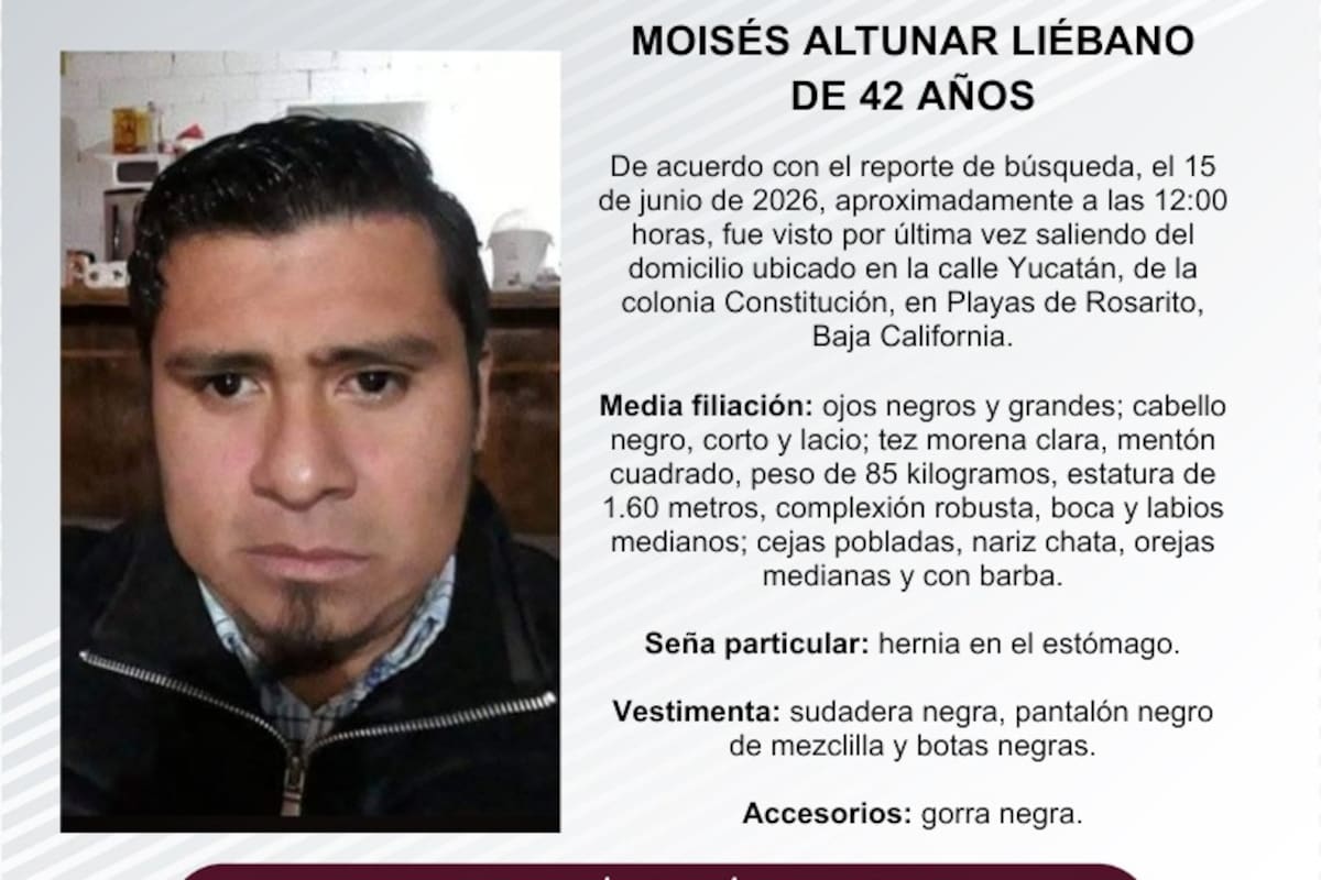 Se busca Moisés Altunar Liébano de 42 años de edad