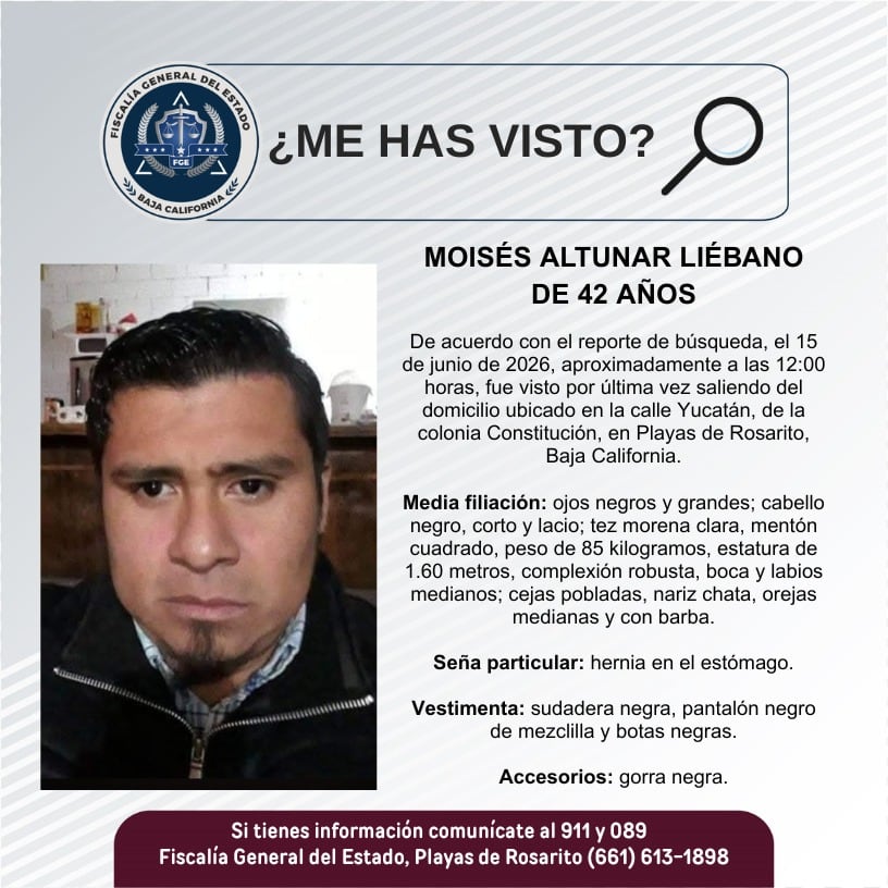 Fue visto por última vez el 15 de junio de 2026.