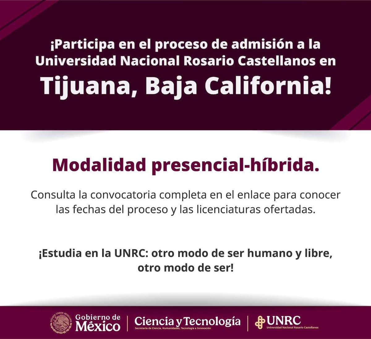 Convocatoria de la Universidad Nacional Rosario Castellanos.