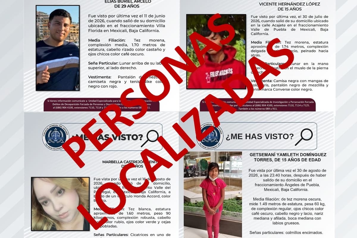 Cuatro personas con reporte de desaparecidos son localizadas en Mexicali