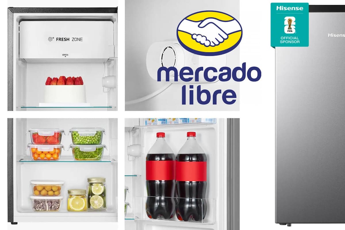 El frigobar Hisense de 3.3 pies cúbicos que Mercado Libre vende en 3,000 pesos y tiene un diseño compacto para el hogar y la oficina