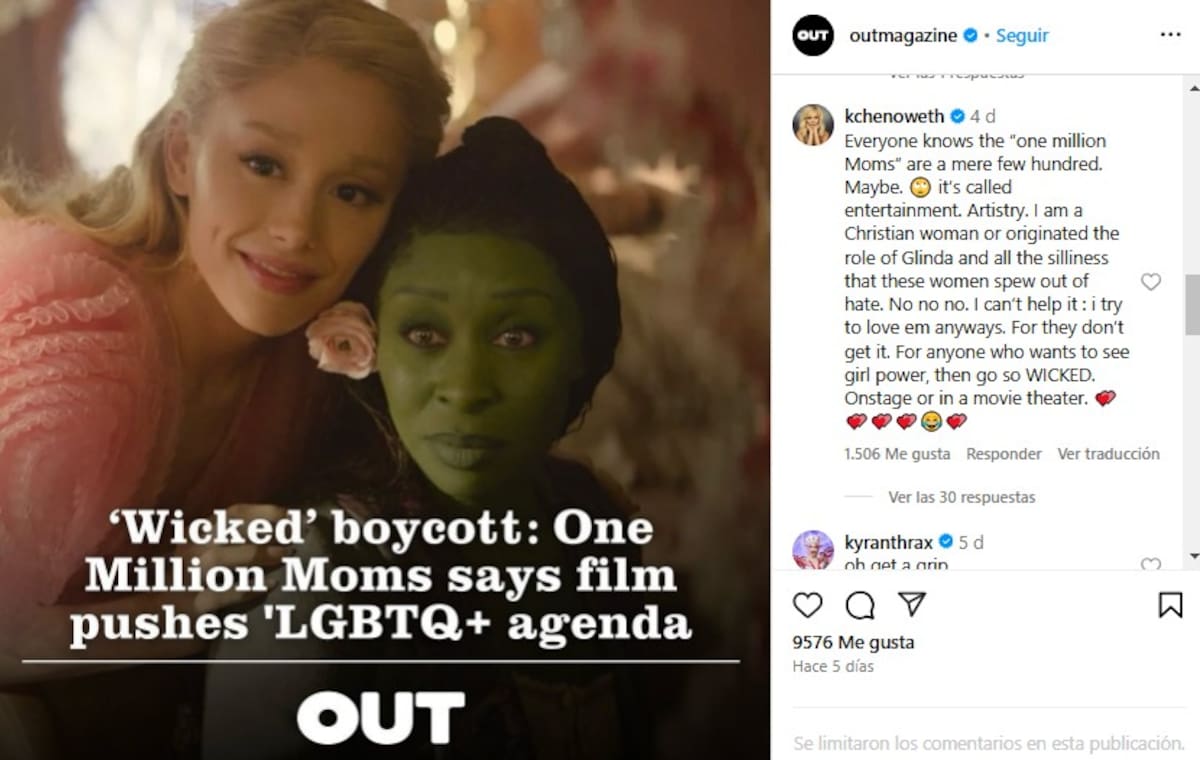 Kristin Chenoweth defiende “Wicked” de los grupos conservadores / Instagram: @outmagazine