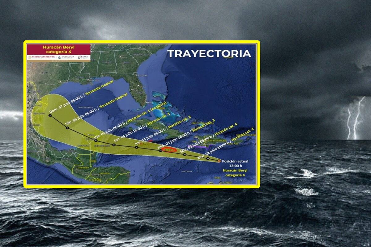 Huracán Beryl pasa a categoría 4, pero amenaza la Península de Yucatán con lluvias intensas