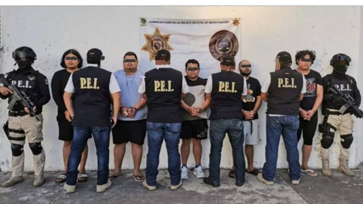 Presuntos miembros de grupo delictivo detenidos en Yucatán. / SSP Yucatán.