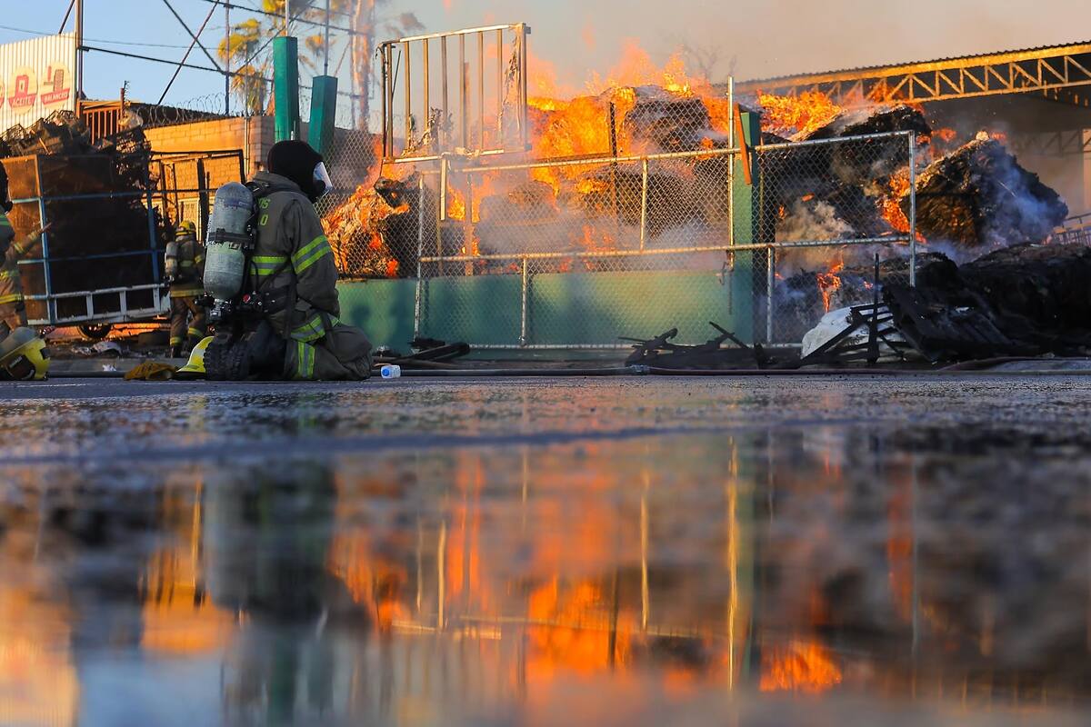 Bomberos de Hermosillo combaten incendio en recicladora; no reportan lesionados
