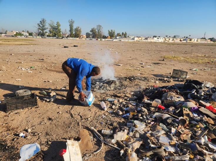 Sujeto detenido por quemar basura en un predio abandonado