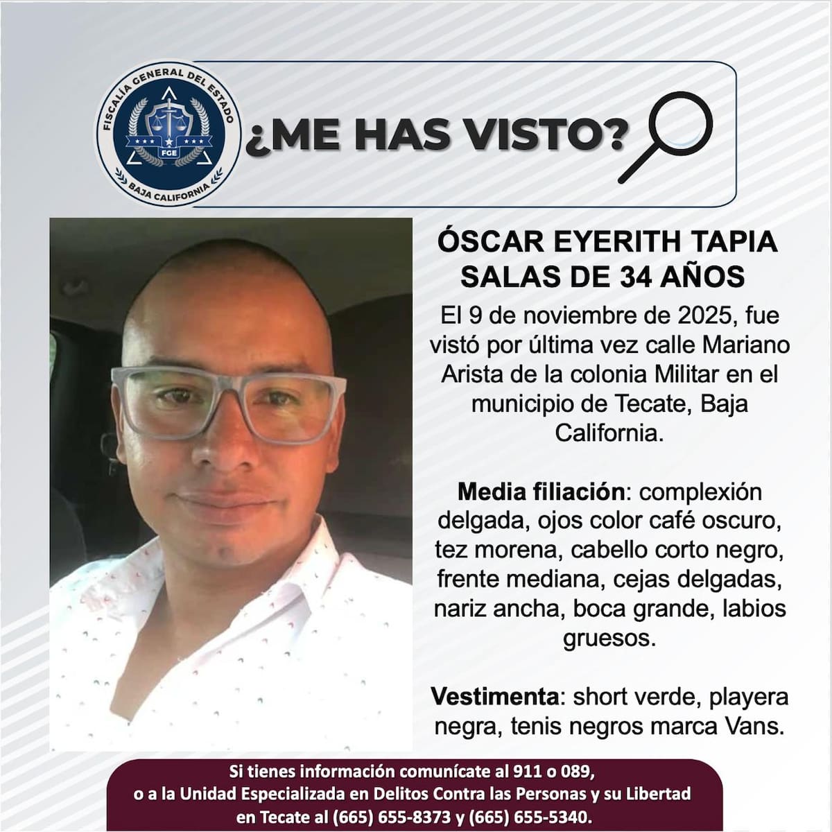 Fue visto por última vez el 9 de noviembre de 2025.