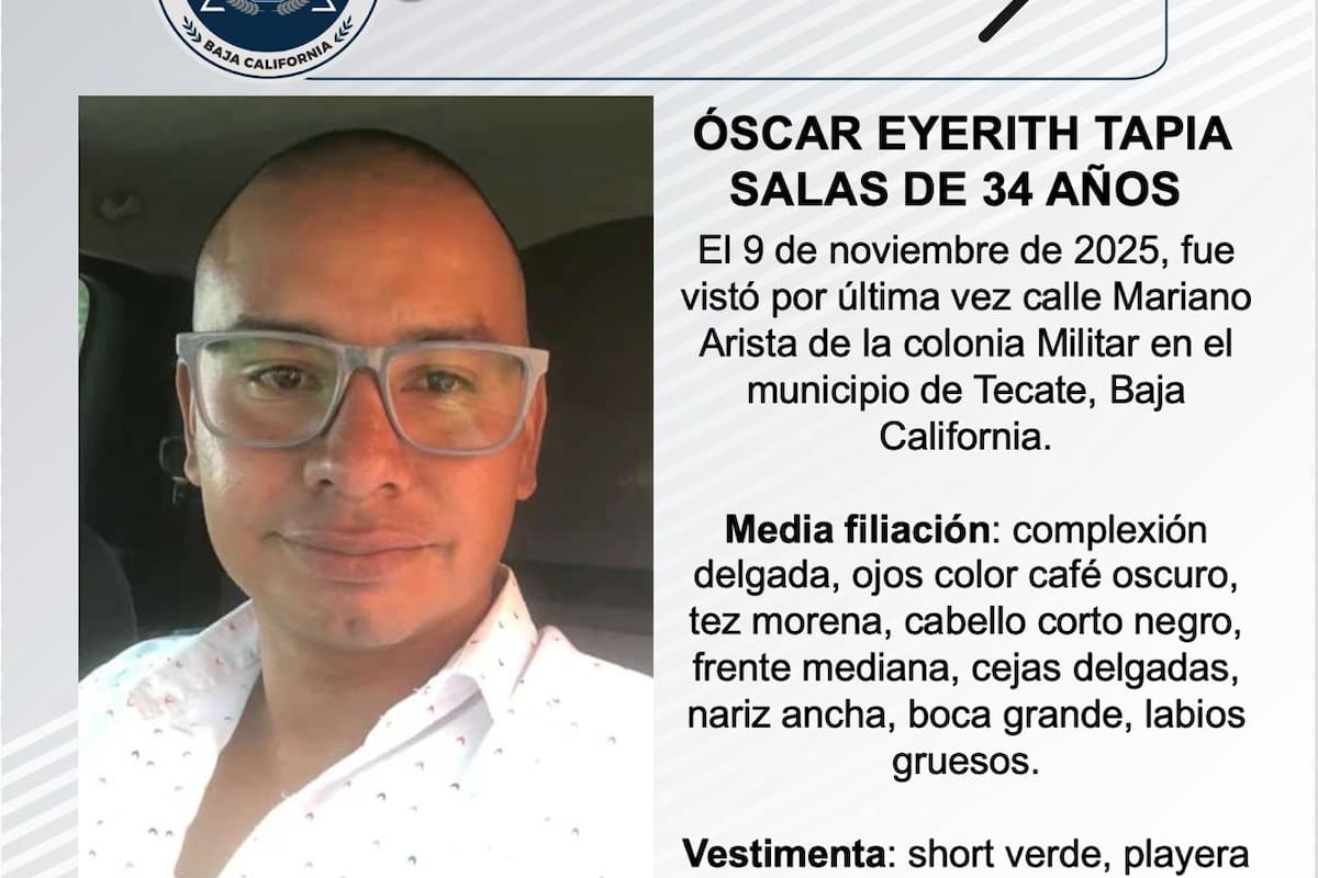 Se busca a Óscar Eyerith Tapia Salas de 34 años