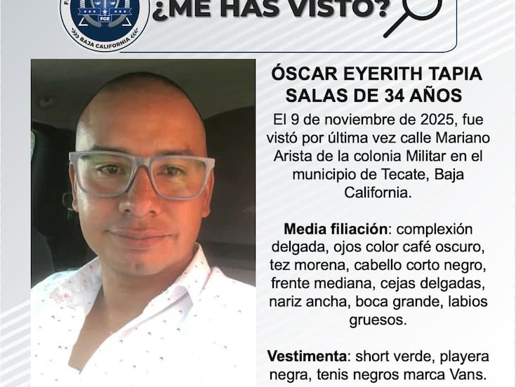 Se busca a Óscar Eyerith Tapia Salas de 34 años
