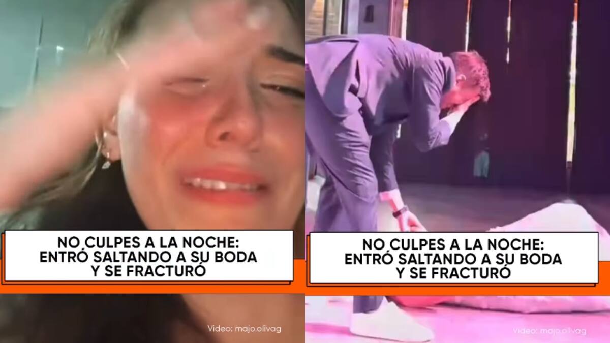 Novia entra saltando a su boda y se fractura el coxis ante la mirada de todos sus invitados