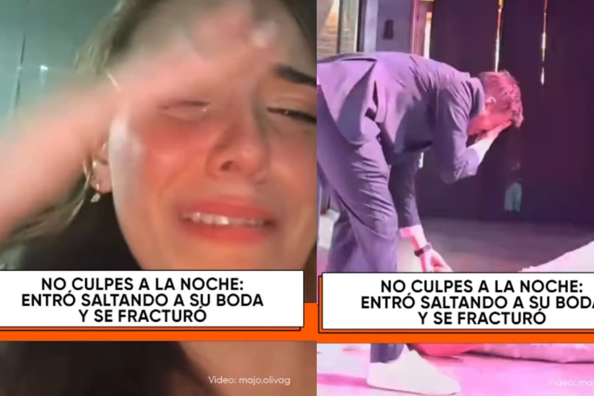 Novia entra saltando a su boda y se fractura el coxis ante la mirada de todos sus invitados