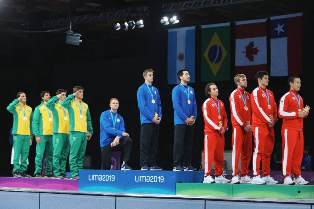 Medallista Panamericano Race Imboden de EU se arrodilla en protesta contra Tump