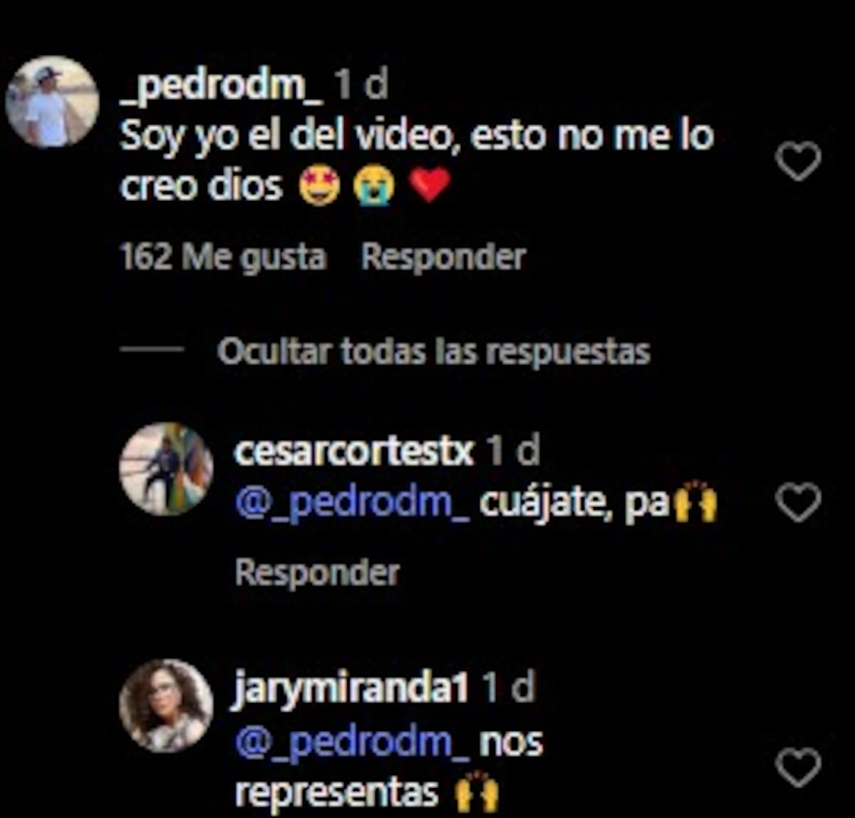 Pedro se hizo presente rápidamente en los comentarios / Instagram @_pedrodm_