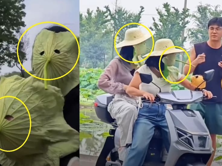 “¿Son espantapájaros? No”: así es la peculiar forma en que algunas personas en Asia se protegen del sol