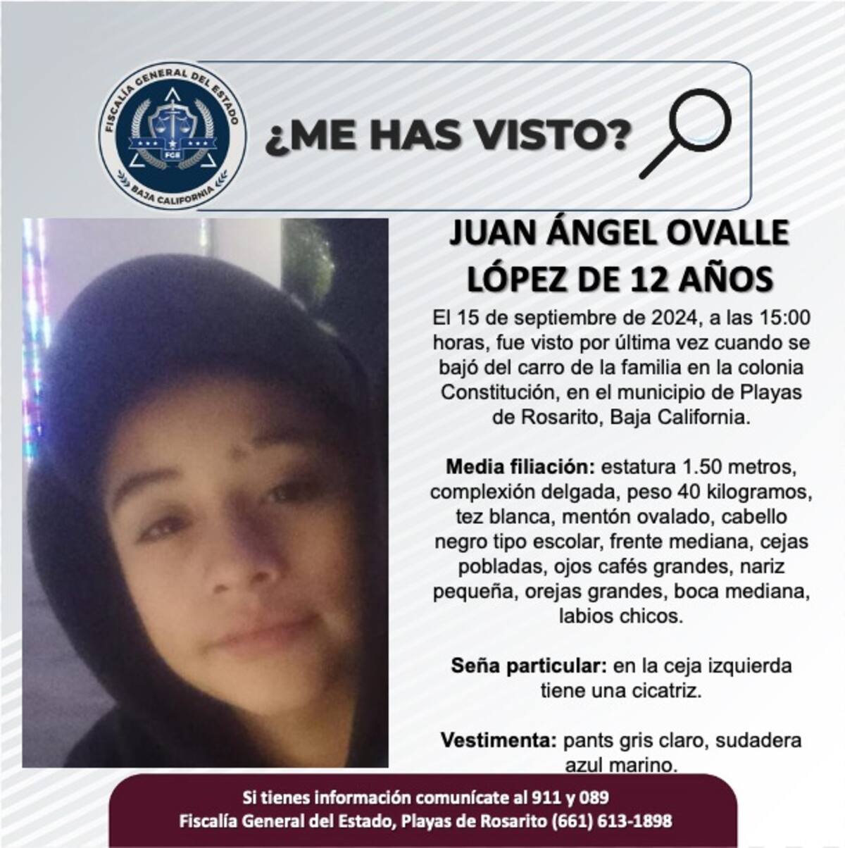 Juan Ángel Ovalle López fue visto por última vez el 15 de septiembre de 2024.