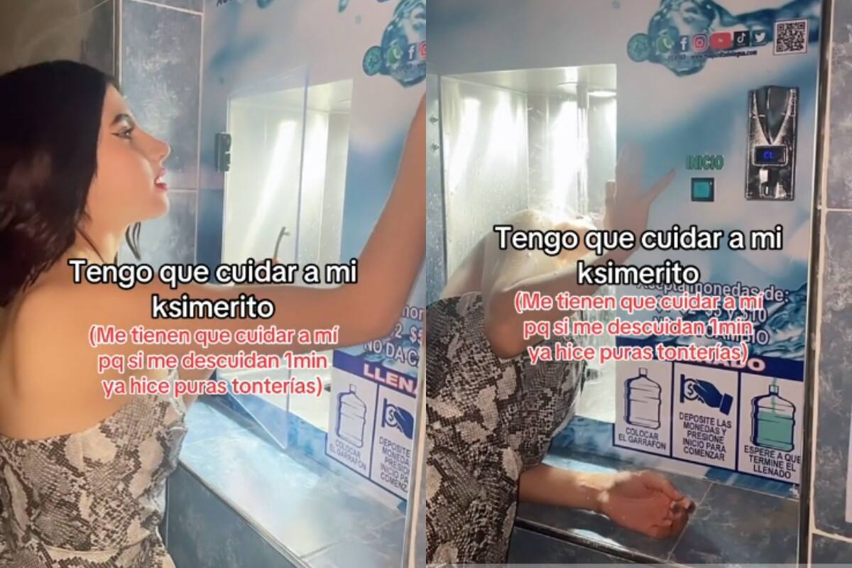 VIRAL: joven se atreve a tomar agua directamente del dispensador y sale MAL