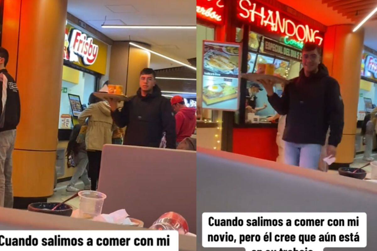 “Está trabajando”: Mujer cena con su novio y se hace viral por su forma de sostener la charola