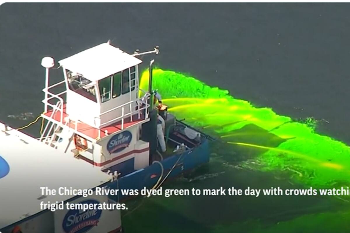 Chicago: Pintan de verde fluorescente los ríos por el Día de San Patricio