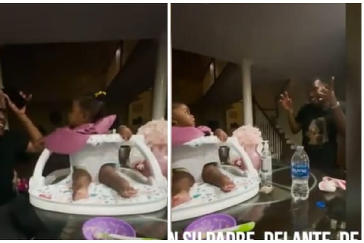 Bebé se da cuenta de que su papá tiene un hermano gemelo, su reacción se hace viral