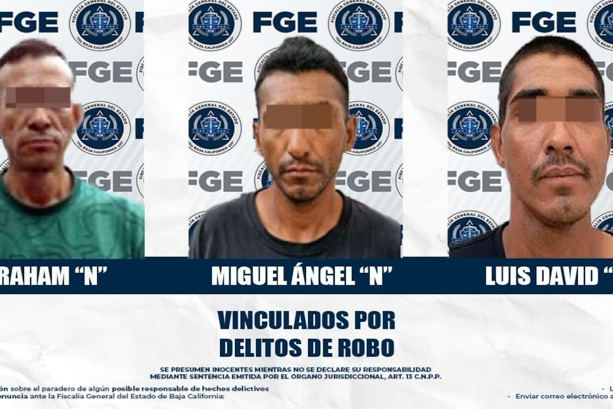 Envían a prisión a tres acusados de asaltos en tiendas de Mexicali