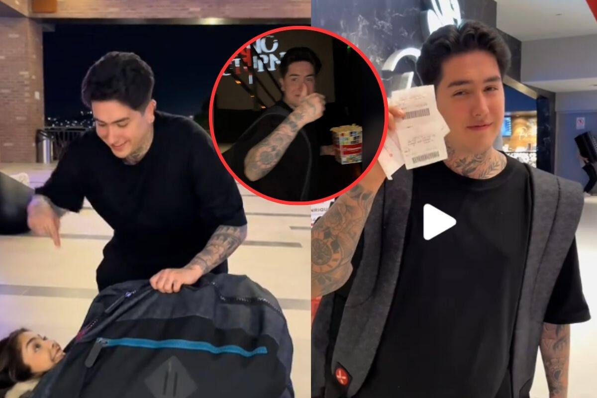 Un influencer manda a crear una mochila gigante para entrar al cine con su novia