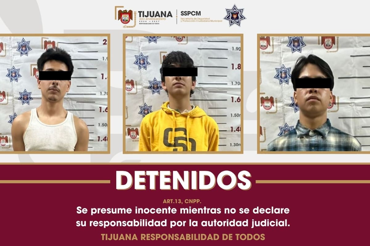 Detienen a tres presuntos responsables de homicidio en la colonia Santa Fe de Tijuana