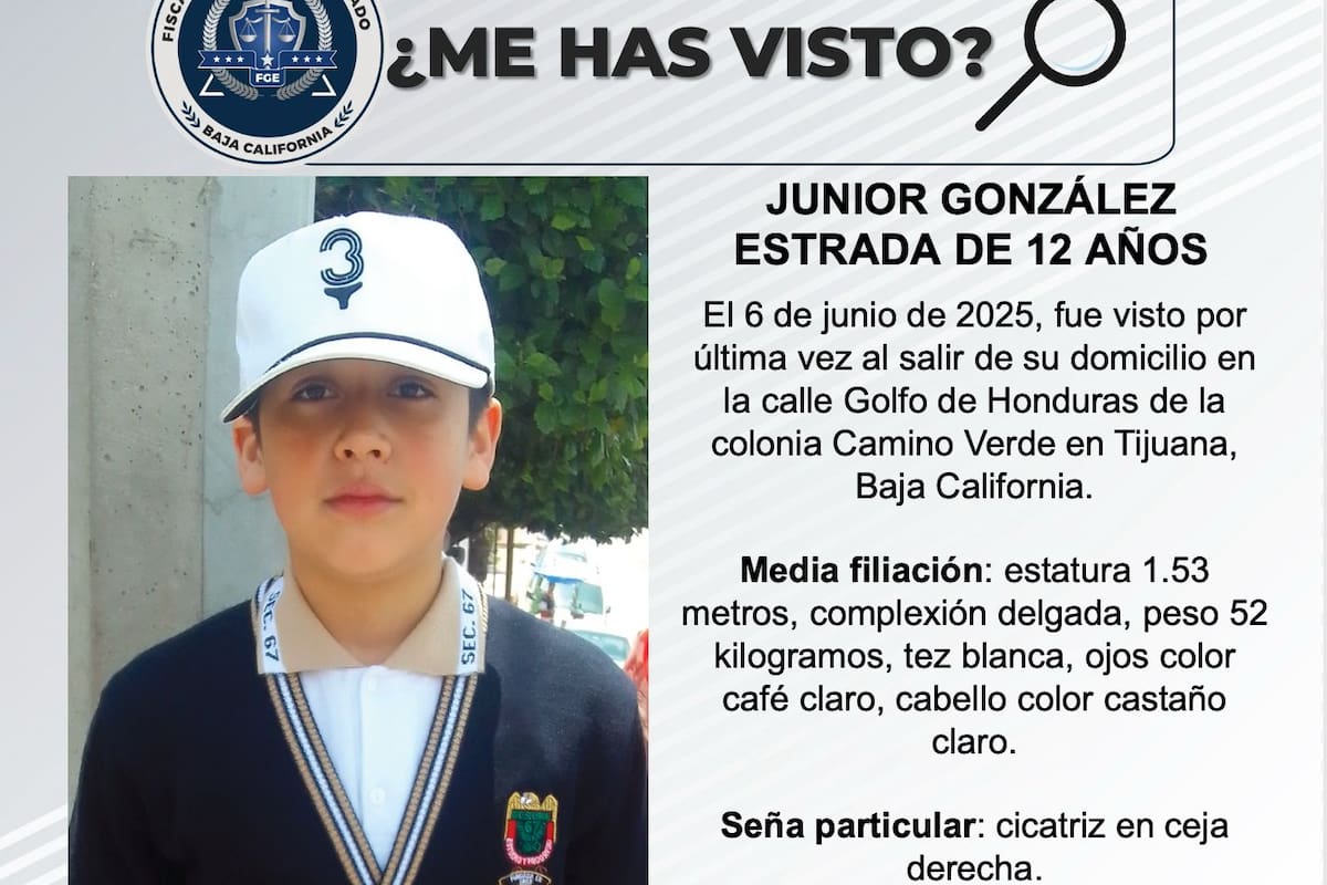 Se busca a Junior González Estrada de 12 años de edad