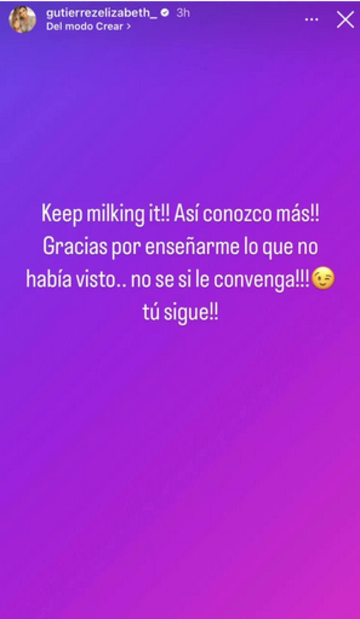 Captura de pantalla Instagram @gutierrezelizabeth_