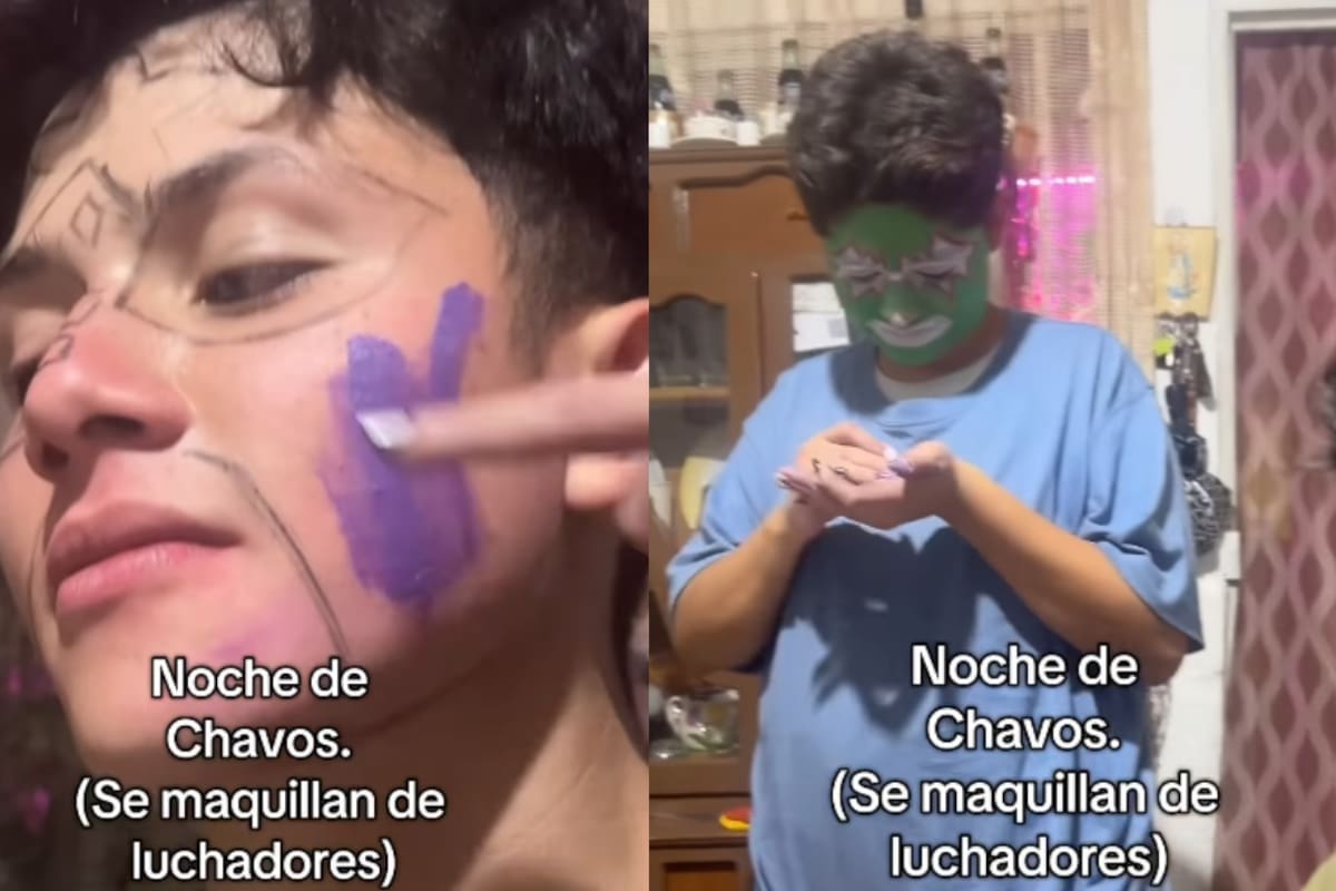 “Noche de chavos”: grupo de amigos se vuelve viral al pintarse máscaras como luchadores profesionales