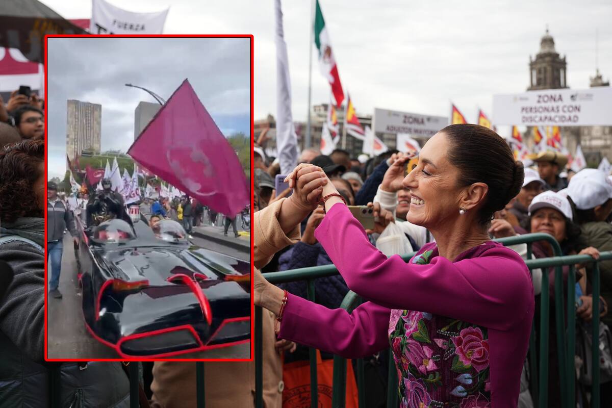 ‘Batman’ llegó al Zócalo para informe de Claudia Sheinbaum