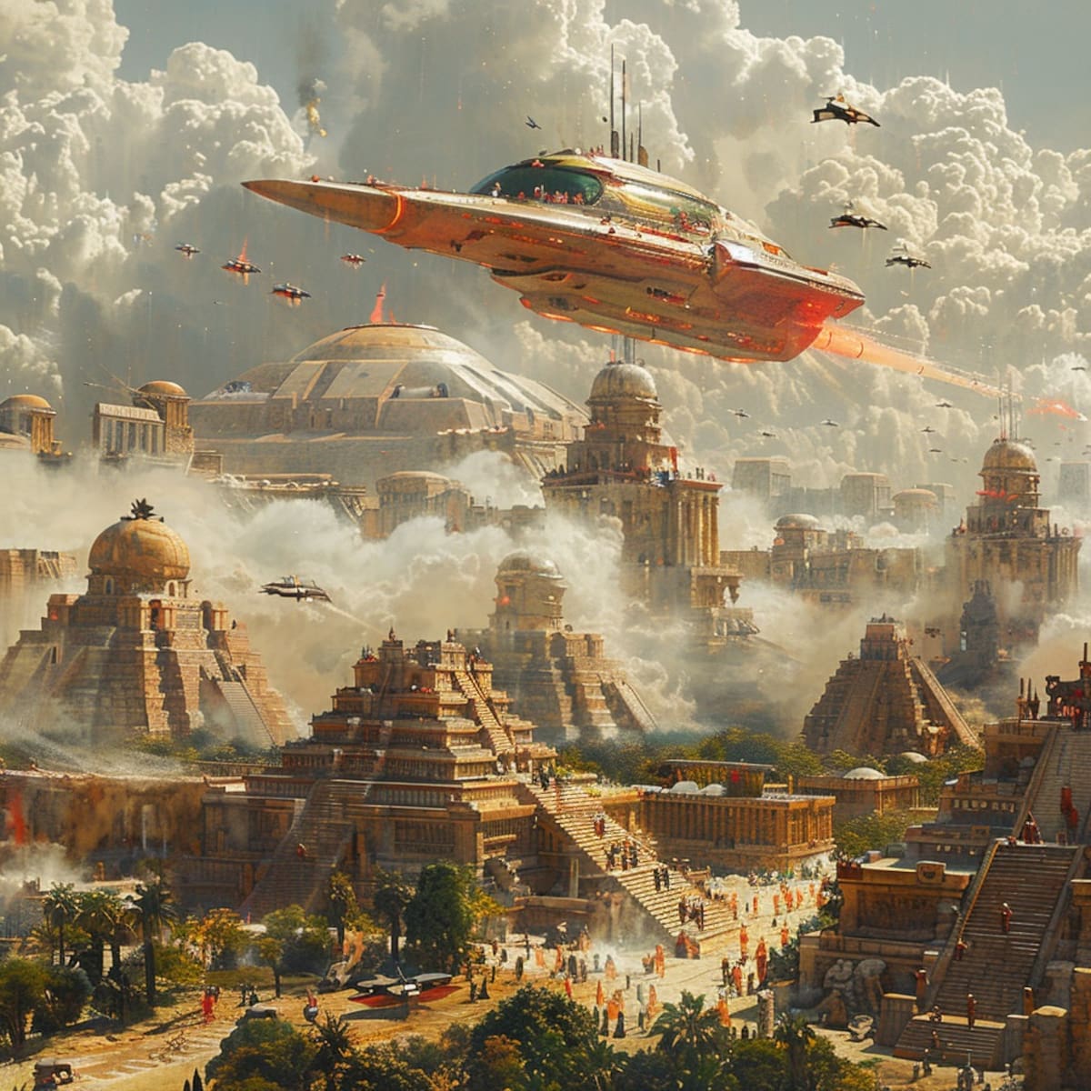 Sueños de un imperio sin conquista: Imágenes que despiertan la imaginación, proyectando un futuro distinto para una civilización que marcó la historia.