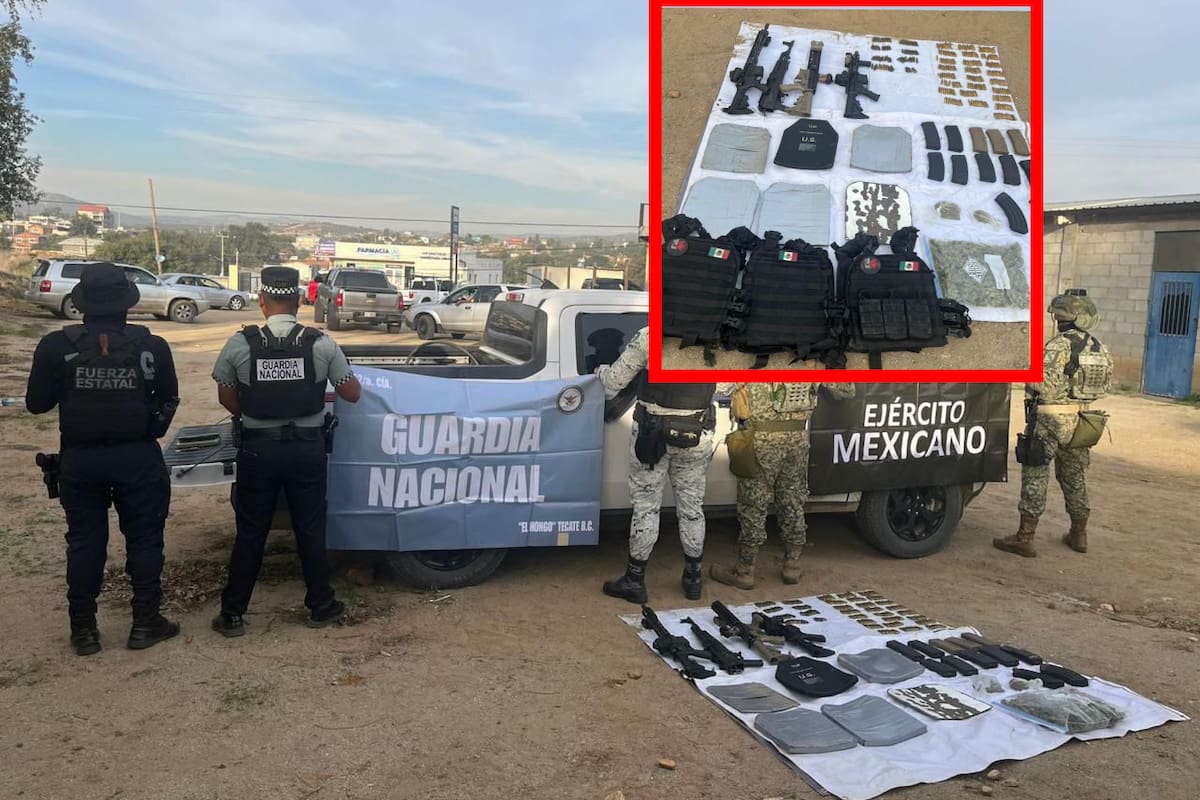 Decomisan arsenal tras operativo en zona rural de Tecate