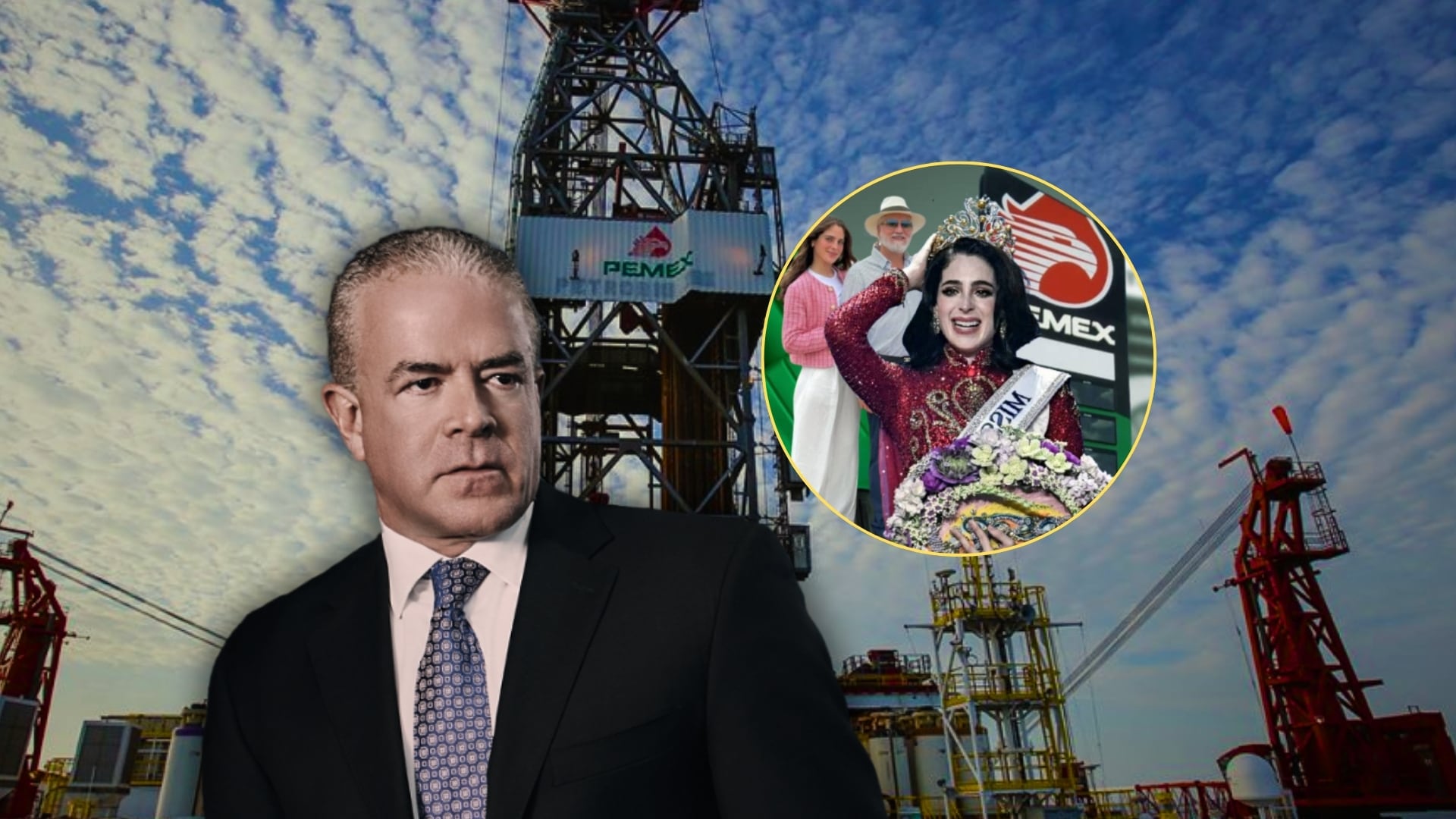 Pemex otorgó en 2023 un contrato por 745.6 millones a una empresa de Raúl Rocha Cantú mientras Bernardo Bosch, padre de Fátima Bosch, trabajaba en la petrolera. Foto: Especial (Pemex/Archivo GH/Miss Universo)