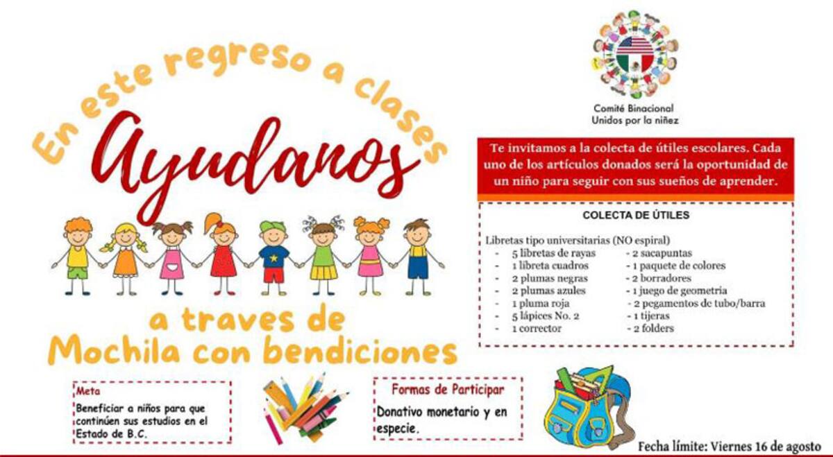 Colecta anual de ‘mochilas con bendiciones’.