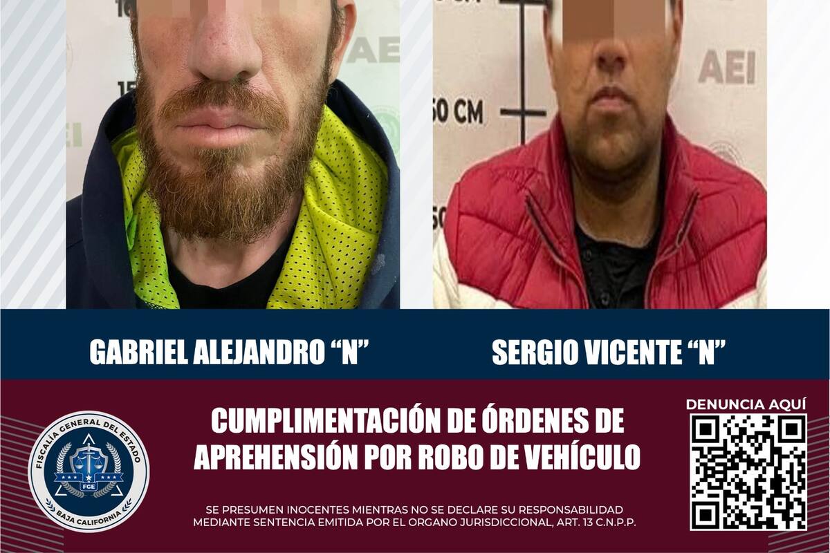 Capturan a dos por robo de autos en Mexicali