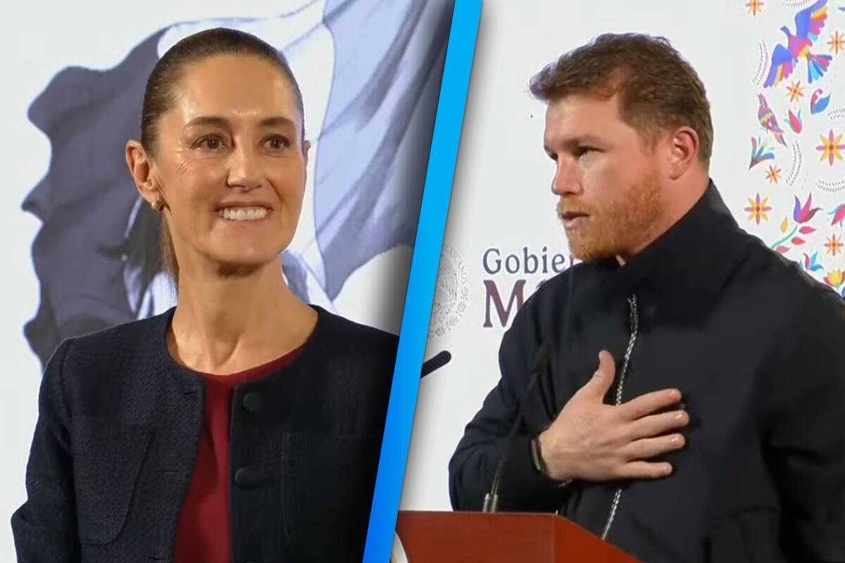 Saúl 'Canelo' Álvarez visitó la conferencia matutina de la presidenta de México, Claudia Sheinbaum. (Fotos: Captura de pantalla)
