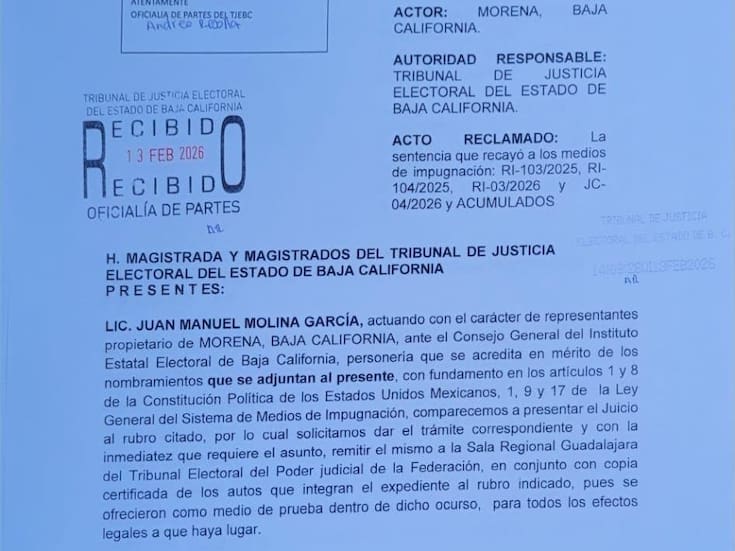 Presenta Morena impugnación a Sala Guadalajara por recurso de 81.8 mdp al PESBC