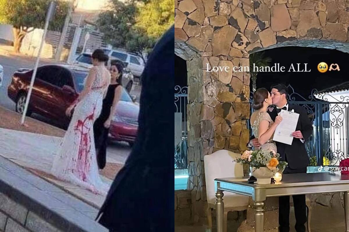 TikTok: Novia es atacada con pintura roja, pero logra encontrar otro vestido