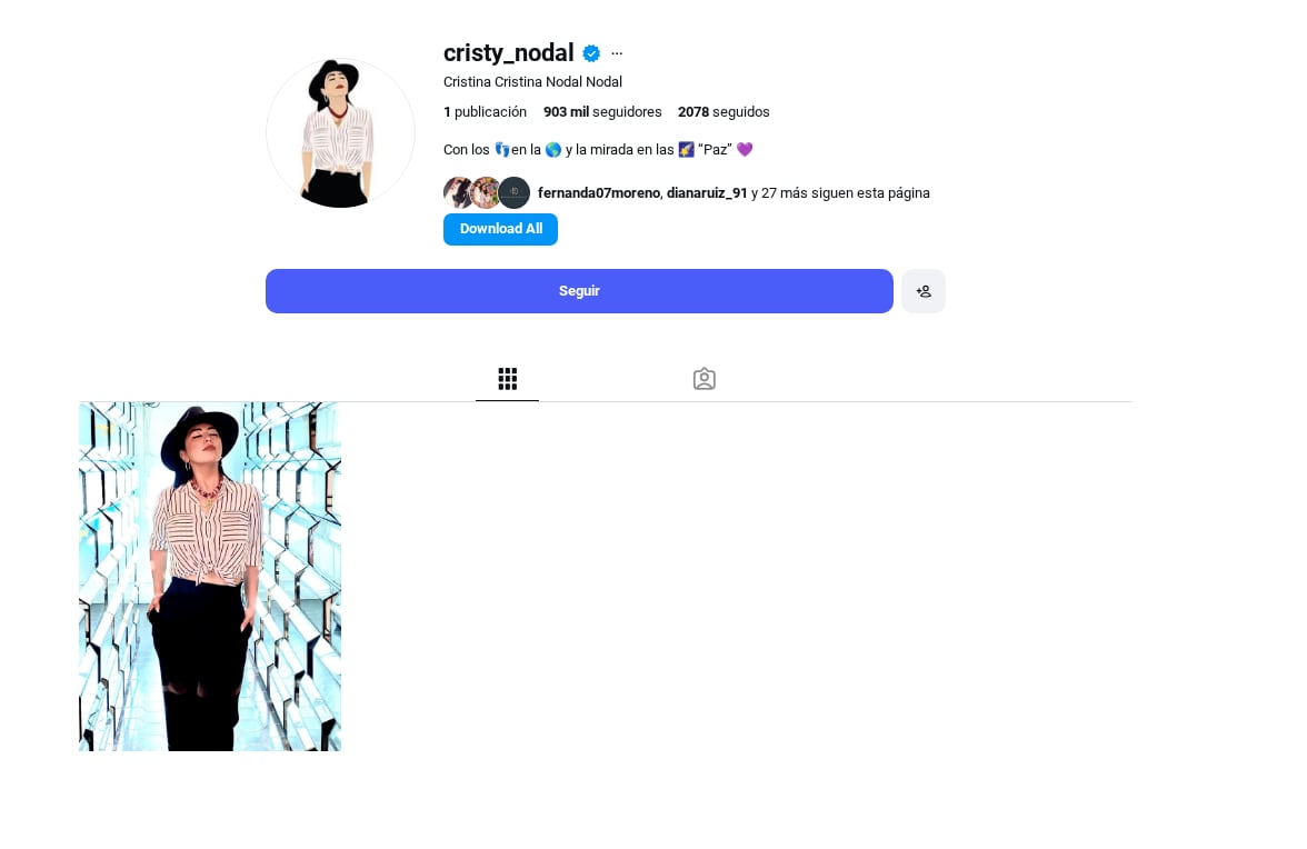 Cristy Nodal elimina todas las fotos de su nieta Inti en Instagram tras la demanda legal de Christian Nodal contra Cazzu | Captura de pantalla