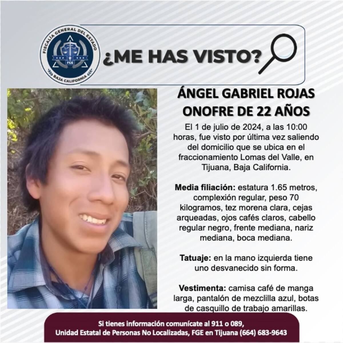 Ángel Gabriel Rojas Onofre fue visto por última vez el 1 de julio de 2024.