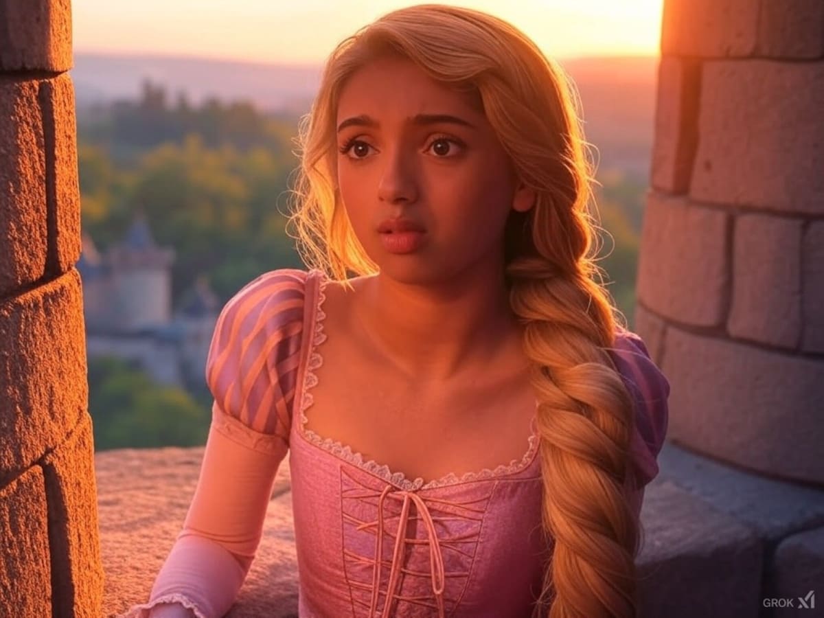 Así se vería Avantika Vandanapu si fuera Rapunzel en el Live action de Enredados. / Foto: Grok