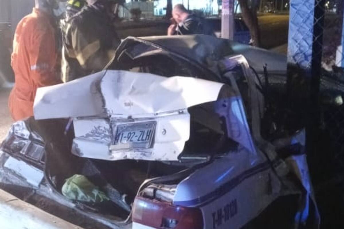 Camionero choca taxi donde huían asaltantes