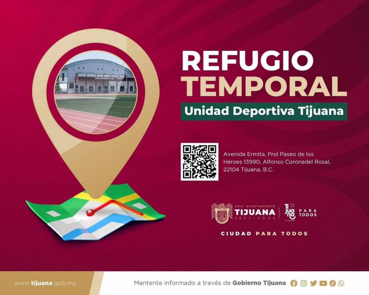 Refugio de la Unidad Deportiva Tijuana.