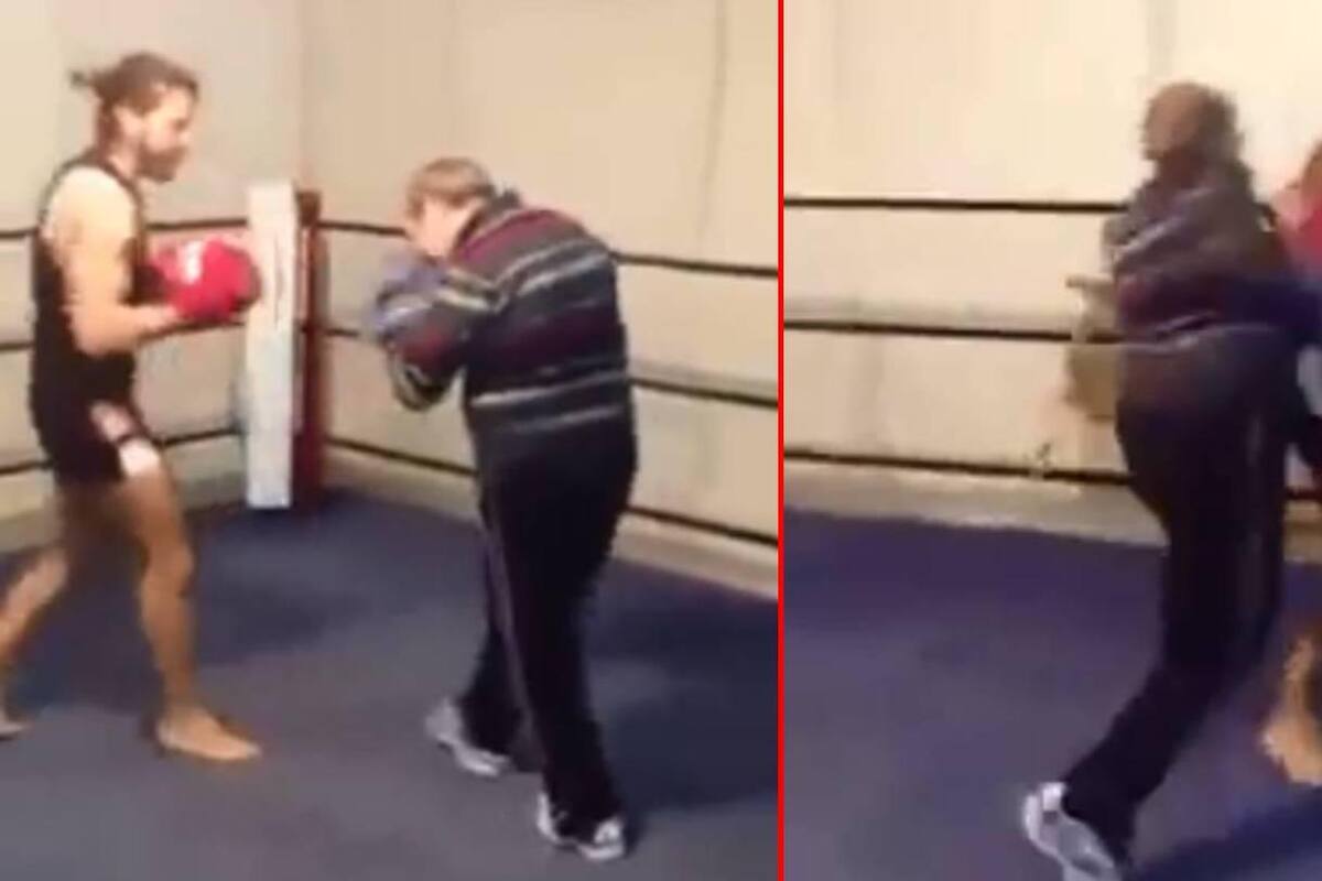 Boxeador anciano le da una lección a joven y lo noquea (VIDEO VIRAL)