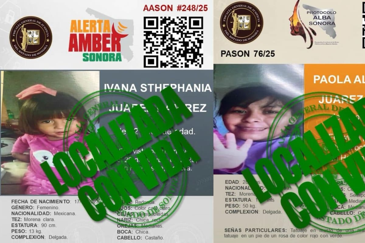 Madre y su hija de 2 años han sido localizadas sanas y salvas tras ser reportadas como ausentes por su familia en Hermosillo