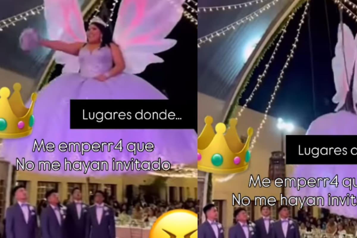 “México no necesita IA”: Quinceañera se vuelve viral tras hacer una entrada inusual volando con alas sobre sus invitados