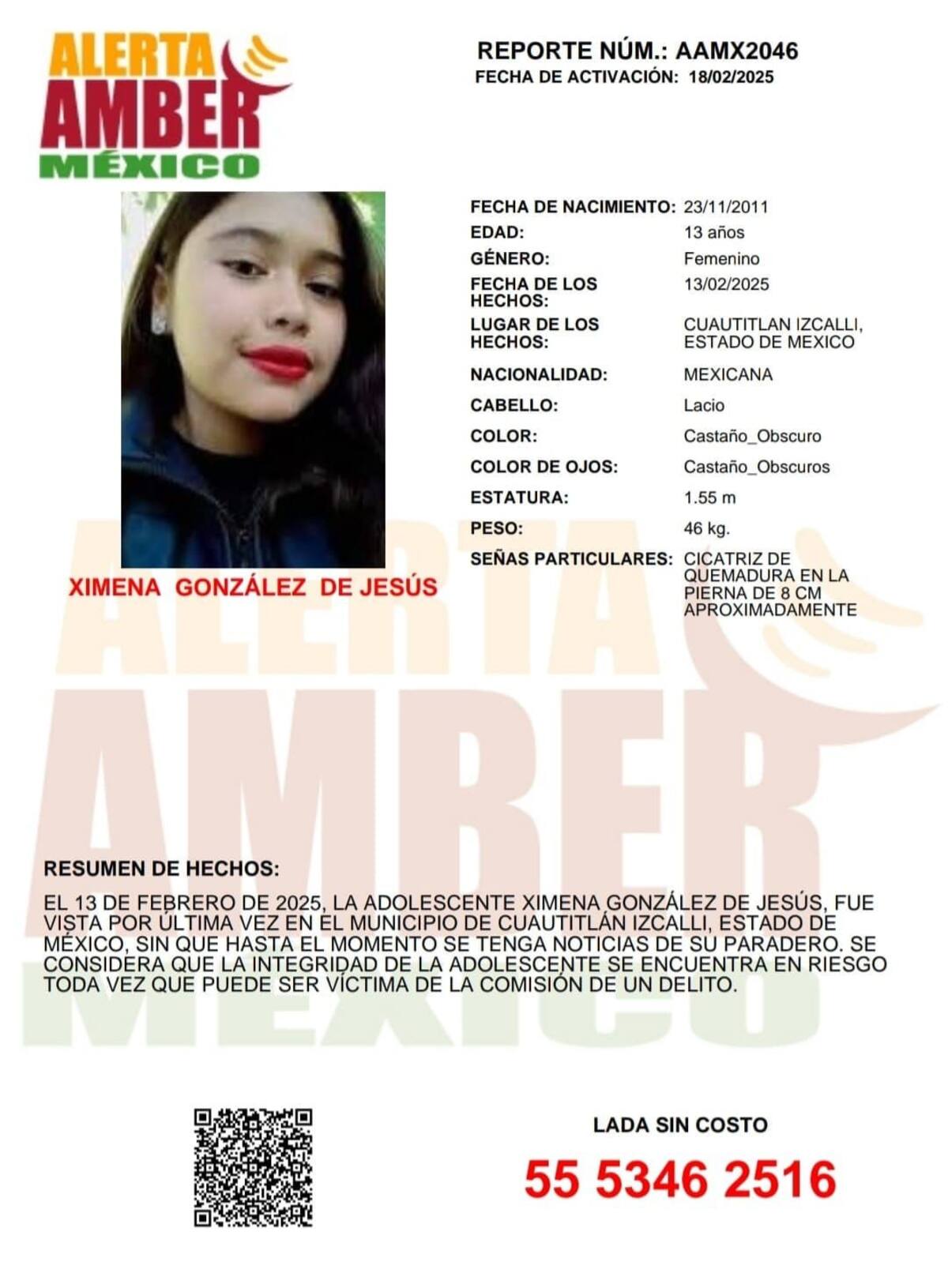 Ximena González de Jesús fue vista por última vez el 13 de febrero de 2025.