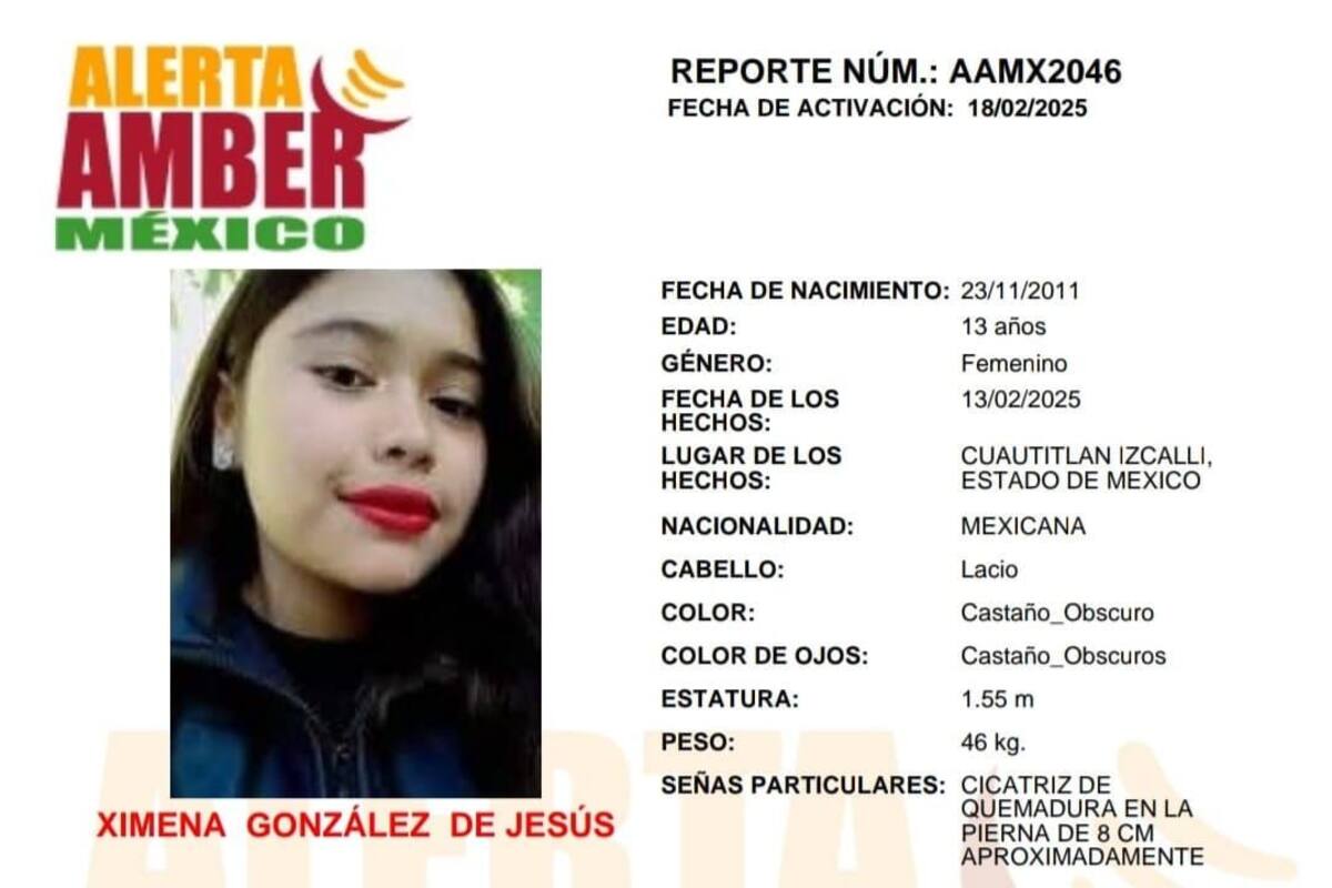 Activan Alerta Amber por Ximena González de Jesús